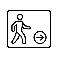 Simple line art icon of a person walking with an arrow indicating direction