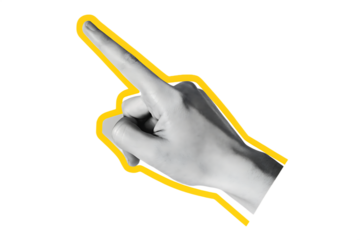 black and white hand gesture point to click isolated on white background, png, ai generated