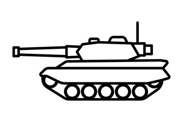 Military tank armored combat vehicle line icon