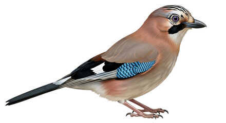 Isolated Eurasian Jay Portrait Bird With Blue Feathers Songbird Ornithology Perching