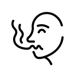 Simple line art icon of a person inhaling and smelling something pleasant