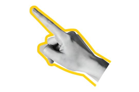 black and white hand gesture point to click isolated on white background, png, ai generated