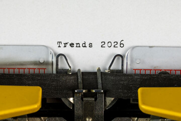 Trends 2026 written on an old typewriter	