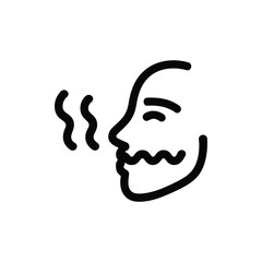 Close up profile of a person smelling something pleasant with wavy scent lines