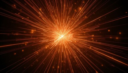 Fototapeta premium Stunning orange light streaks shooting out from a central point, perfect for dynamic backgrounds, futuristic designs, and high energy visuals