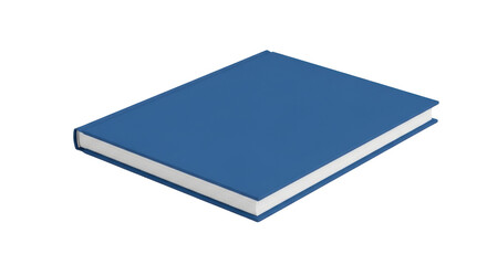 Isolated view of a closed hardcover book in blue, ready for writing or reading, studying