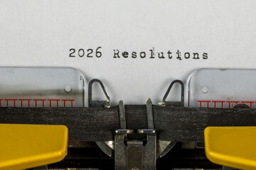 2026 Resolutions written on an old typewriter	