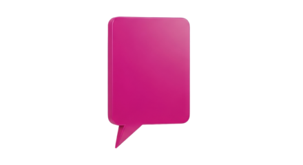 Isolated pink speech bubble with rounded corners, communication and notification concept