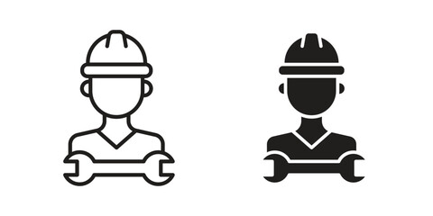 Engineer icons in line stroke outline art and clip art
