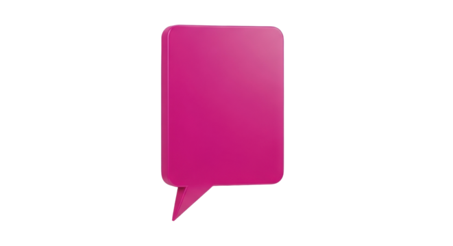 Isolated pink speech bubble with rounded corners, communication and notification concept