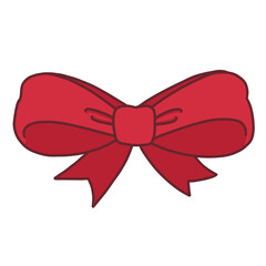 Cute Red Ribbon Bow for Christmas Gifts and Decorations Illustration