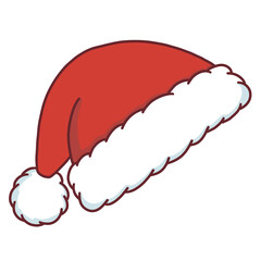 Cute Christmas Santa Hat Red and White Illustration