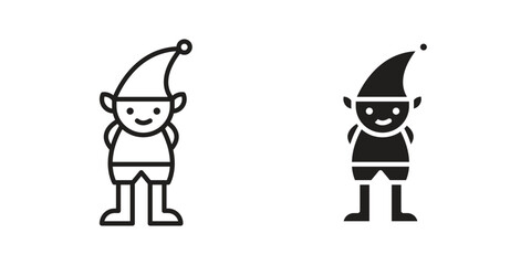 Elf icons in line stroke outline art and clip art
