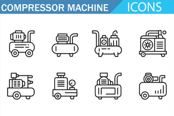 Industrial Air Systems Linear Illustration Icons