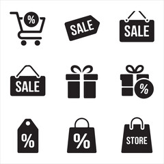  black friday vector art icon pack silhouette 9 sampol disign icon set bandle banner black and white backgrount.