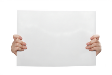 hands holding a blank paper  isolated on white background, png, ai generated