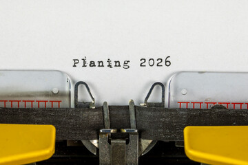 old typewriter with text planing 2026	