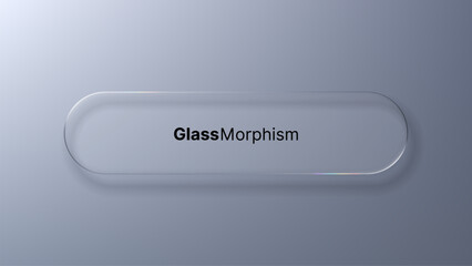 Rounded rectangular glassmorphism vector panel with text on a subtle gray background for modern ui design or presentation.