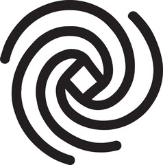 Brutalist vortex line symbol silhouette, abstract vector design for modern creative projects.