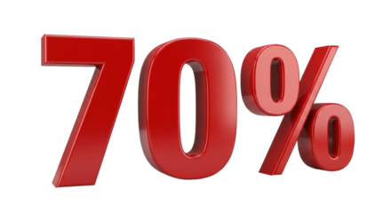 Isolated 70 percent design, 3D bold text display for discounts, sales, offers and savings