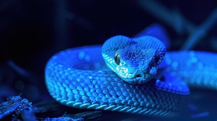 Fototapeta premium All You Need to Know About Blue Vipers – Habitat, Venom Potency, and Unique Blue Coloration for Reptile Enthusiasts