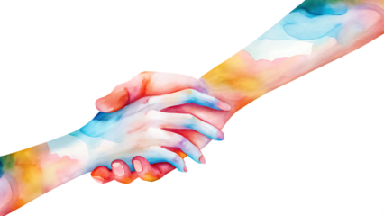 vibrant watercolor art of helping hand isolated on white background, png, ai generated