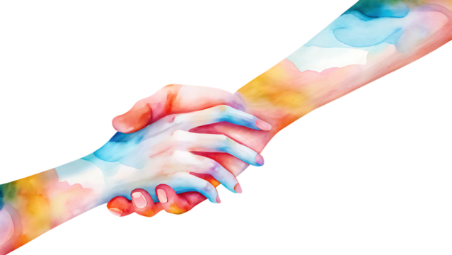 vibrant watercolor art of helping hand isolated on white background, png, ai generated - Powered by Adobe