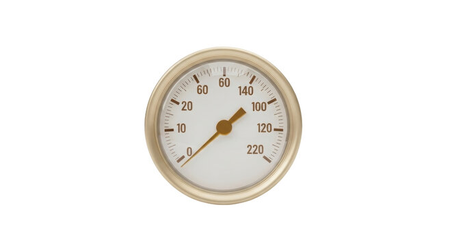 Isolated dial instrument showing a reading on its scale, with needle pointing near zero