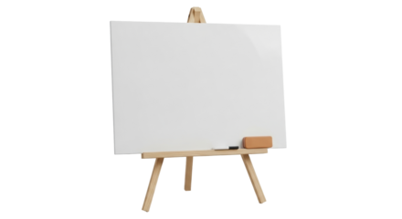 Isolated dry erase board on an easel ready for use; teaching learning communicating