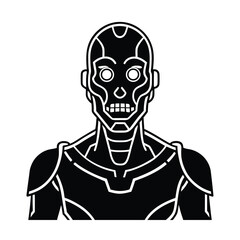 Cyborg Zombie Futuristic Silhouette Vector Illustration