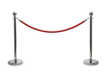 Elegant chrome stanchions with vibrant red rope guide VIPs and create exclusive access for special events