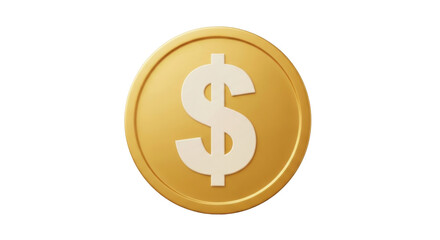 Isolated gold coin featuring a dollar sign for financial or investment purposes