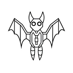 Robotic Bat Futuristic Halloween Outline Vector