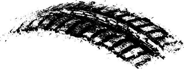 Vector black-and-white tire tracks and skid marks isolated white background. Tire trace track wheels texture and background, Auto tire tread grunge, Car wheel tyre tread track black tyre print, 