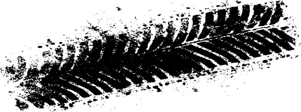 Vector black-and-white tire tracks and skid marks isolated white background. Tire trace track wheels texture and background, Auto tire tread grunge, Car wheel tyre tread track black tyre print, 