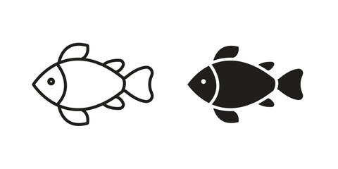 Clown fish icons in line stroke outline art and clip art