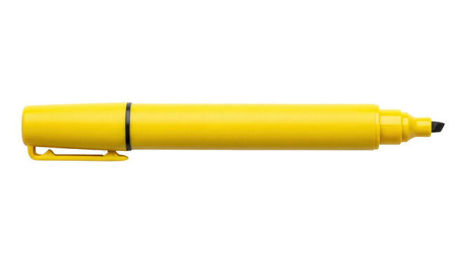 Isolated yellow highlighter for marking text, useful tool for editing, school supply
