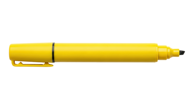 Isolated yellow highlighter for marking text, useful tool for editing, school supply