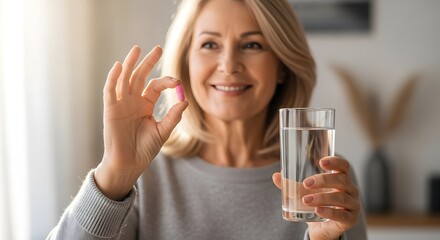 Mature Woman Enjoying a Cup of Coffee at Home, Relaxed Lifestyle Scene