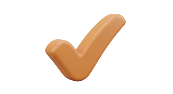 Isolated orange check mark stands out as a symbol of confirmation and agreement