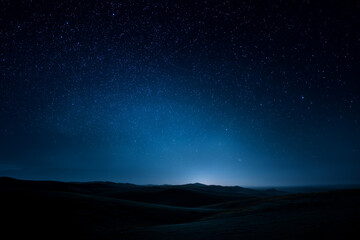 Starry Night Sky Over Sand Dunes