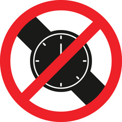 No watch sign. editable vector silhouette. watch is not allowed  
