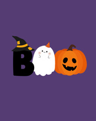 Halloween greeting card, happy Halloween, Halloween ghost