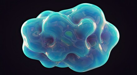 Luminous 3D irregular shape with a vibrant, fluid finish 