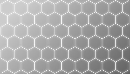 Naklejka premium Hexagon Mesh Background in Silver Grey. Futuristic Abstract Geometric Pattern.