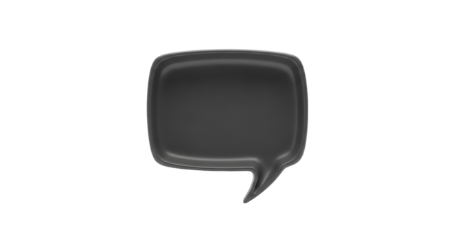 Isolated dark gray speech bubble, talking box, callout shape, thinking balloon icon sign