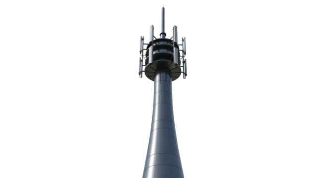 Isolated cell tower for communication network infrastructure with antennas and transmission