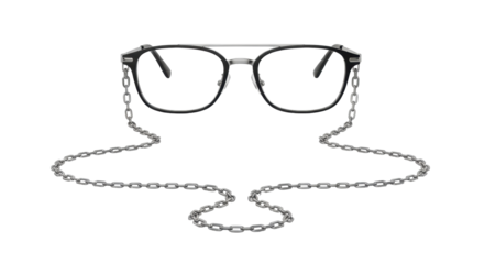 Isolated eyeglasses with chain eyewear retainer for accessibility and style fashion accessory