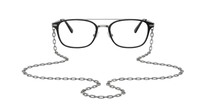Isolated eyeglasses with chain eyewear retainer for accessibility and style fashion accessory