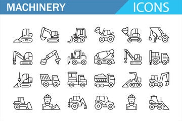 Concrete Mixer & Dump Truck Icons &mdash; Construction Vector Set
